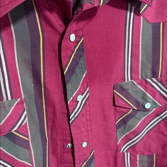 Wrangler Burgundy and Brown Western Shirt - Picture 3 of 5